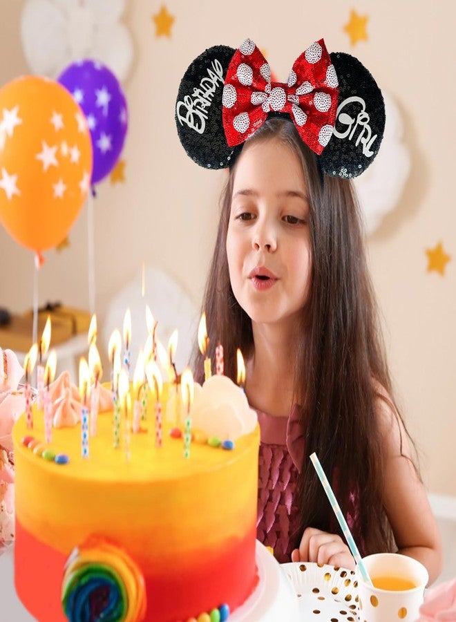 Tarocynn Birthday Mouse Ears Headband, Sequin Bow Headbands for Women Party Favors Cosplay Accessories (Black Birthday) - Image 3
